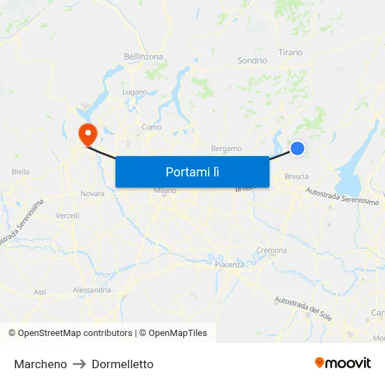 Marcheno to Dormelletto map