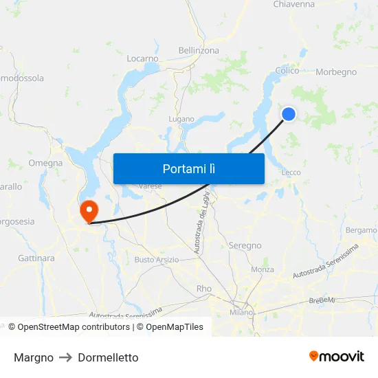 Margno to Dormelletto map