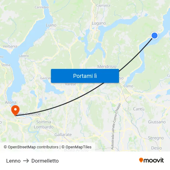 Lenno to Dormelletto map
