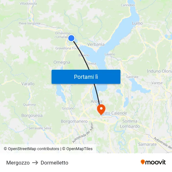 Mergozzo to Dormelletto map