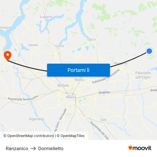 Ranzanico to Dormelletto map