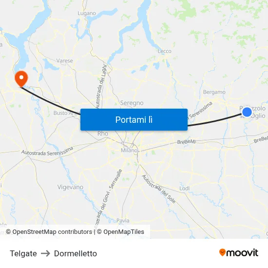 Telgate to Dormelletto map