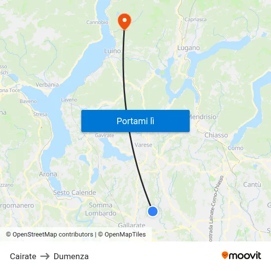 Cairate to Dumenza map