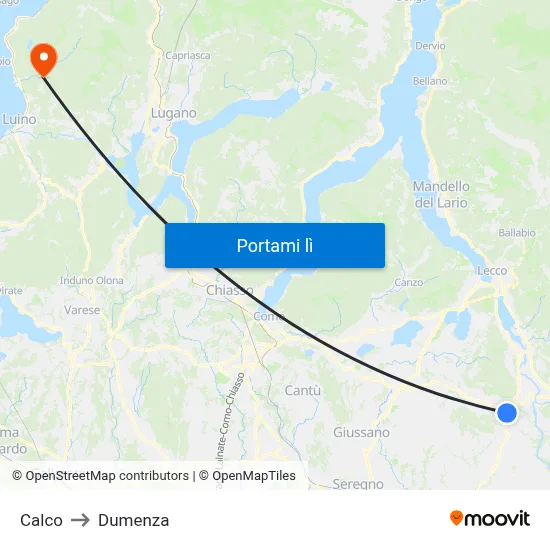 Calco to Dumenza map