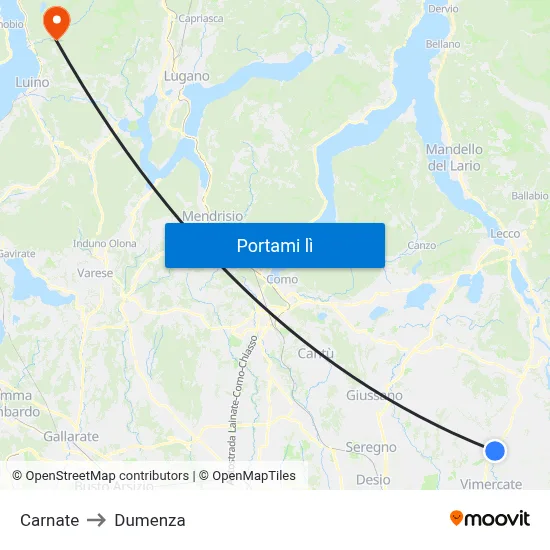 Carnate to Dumenza map