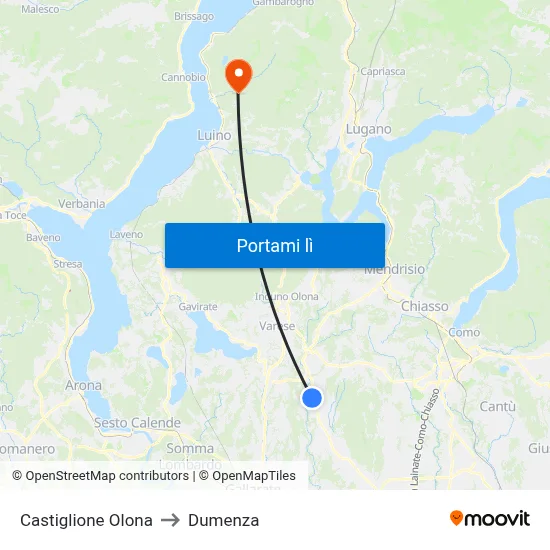 Castiglione Olona to Dumenza map