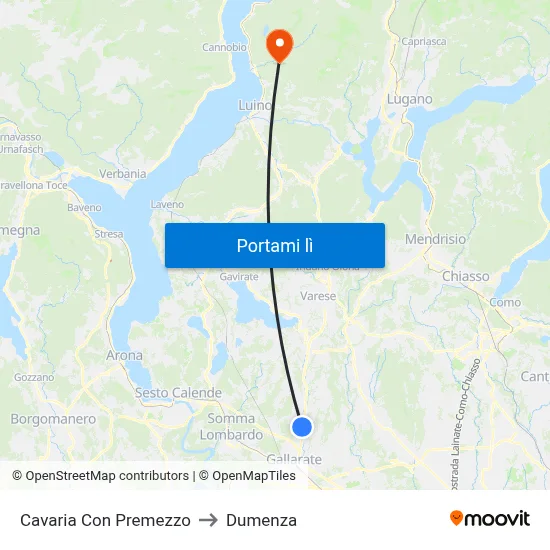Cavaria Con Premezzo to Dumenza map