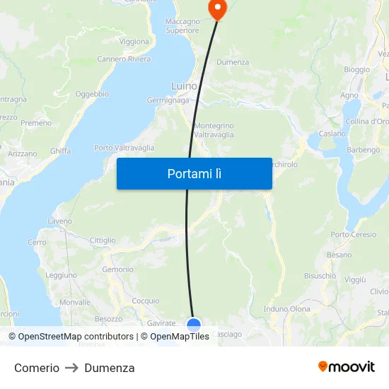 Comerio to Dumenza map