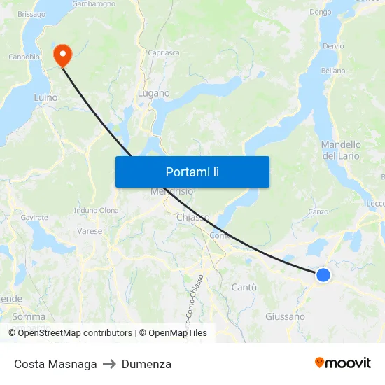 Costa Masnaga to Dumenza map