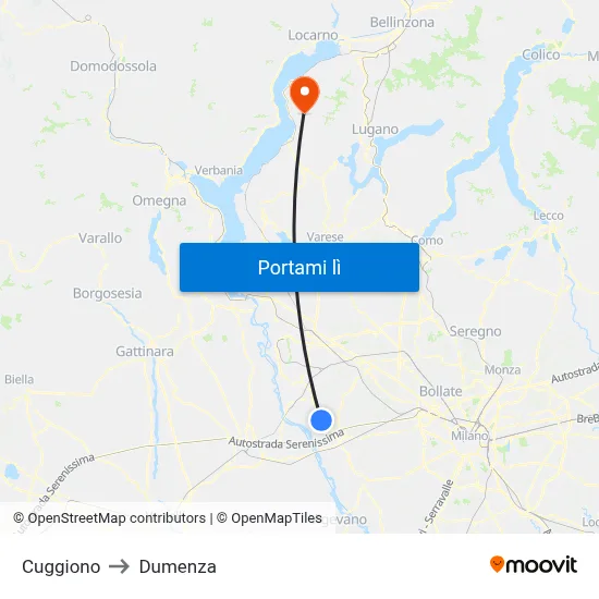 Cuggiono to Dumenza map