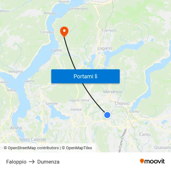 Faloppio to Dumenza map