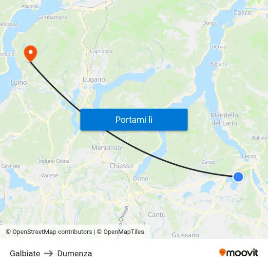 Galbiate to Dumenza map