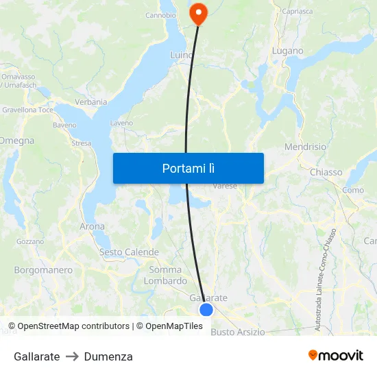 Gallarate to Dumenza map