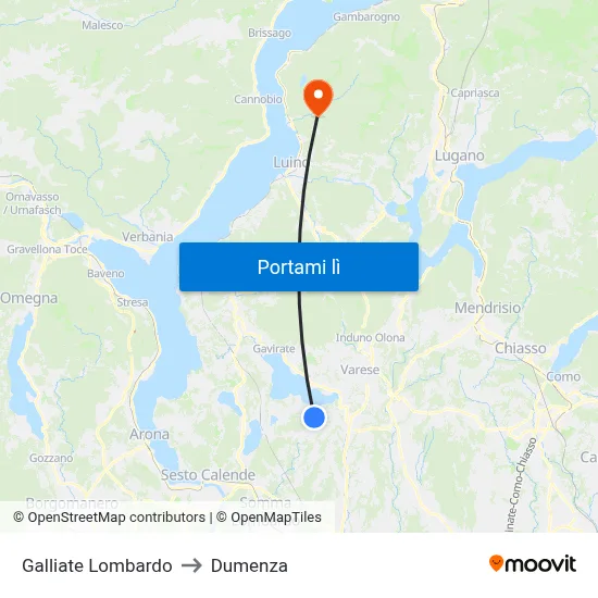 Galliate Lombardo to Dumenza map