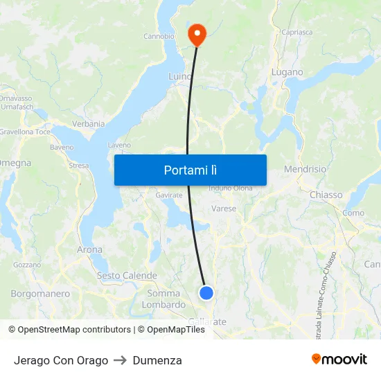 Jerago Con Orago to Dumenza map