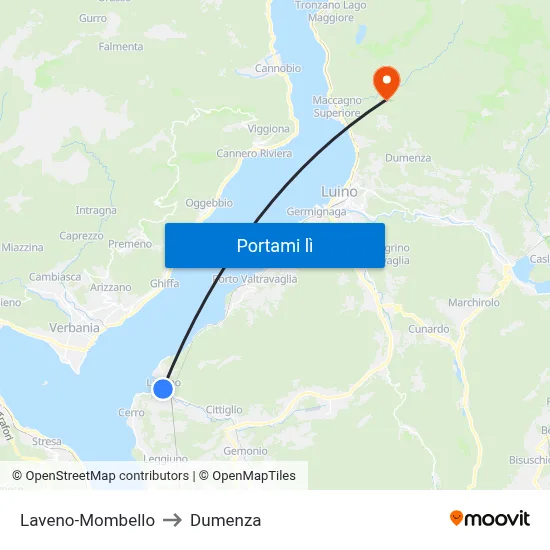 Laveno-Mombello to Dumenza map