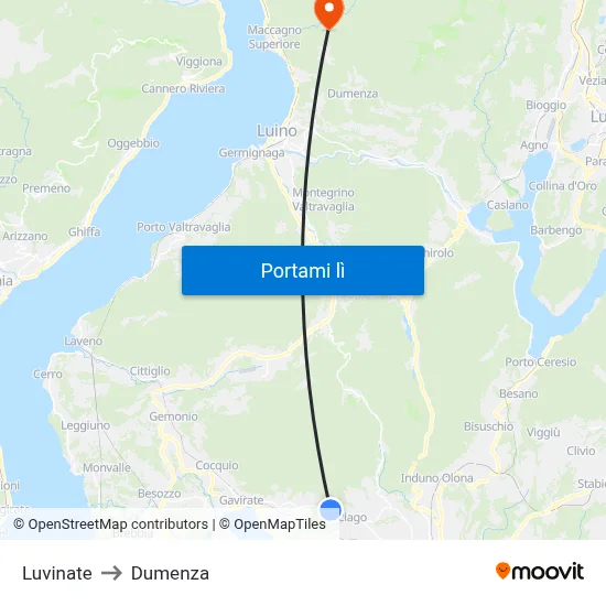 Luvinate to Dumenza map