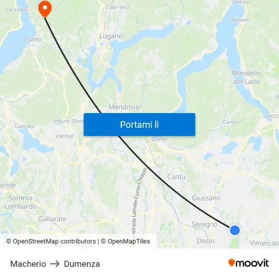 Macherio to Dumenza map