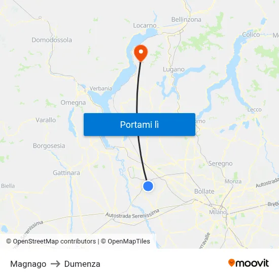 Magnago to Dumenza map