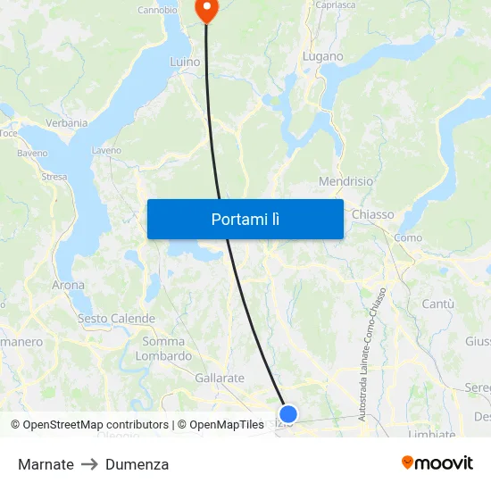 Marnate to Dumenza map