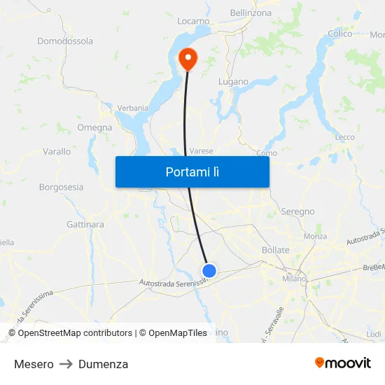 Mesero to Dumenza map