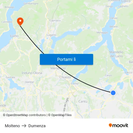 Molteno to Dumenza map