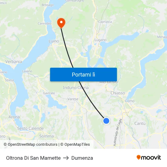Oltrona Di San Mamette to Dumenza map