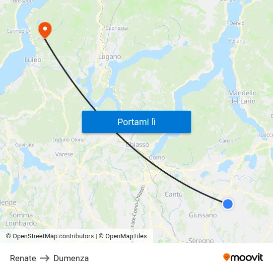 Renate to Dumenza map