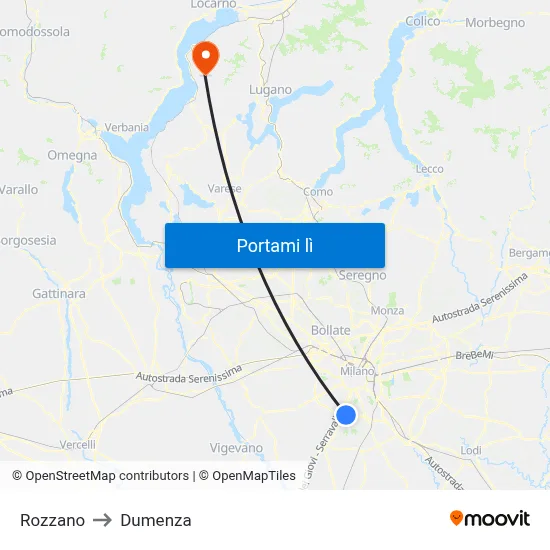 Rozzano to Dumenza map