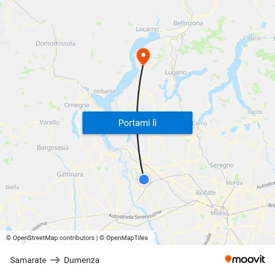 Samarate to Dumenza map