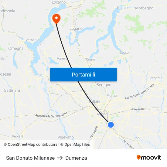 San Donato Milanese to Dumenza map