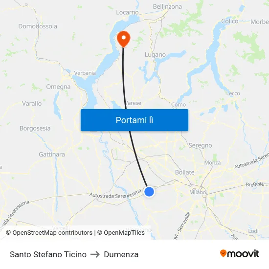 Santo Stefano Ticino to Dumenza map