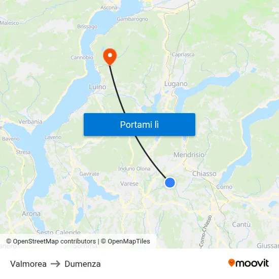 Valmorea to Dumenza map
