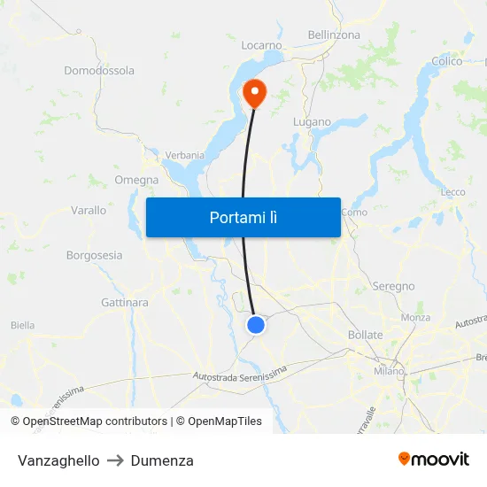 Vanzaghello to Dumenza map