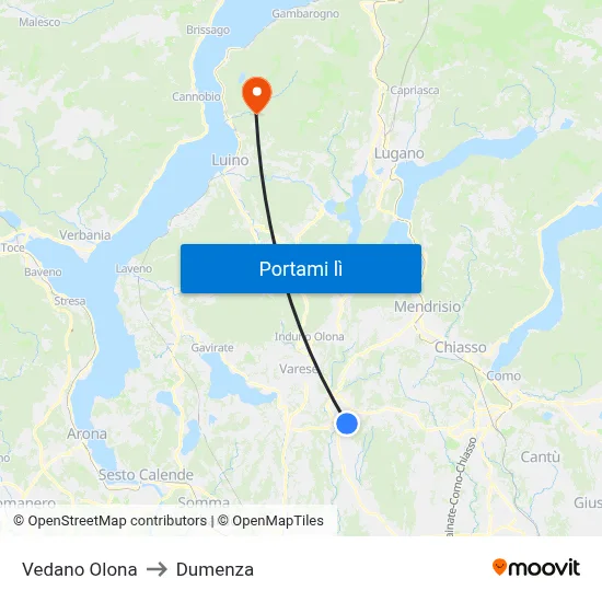 Vedano Olona to Dumenza map