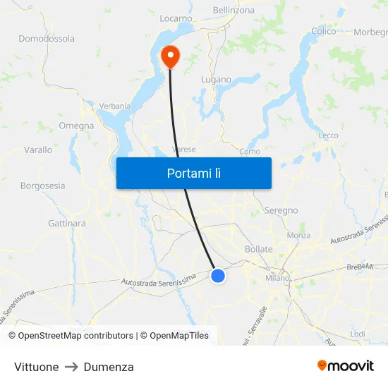 Vittuone to Dumenza map