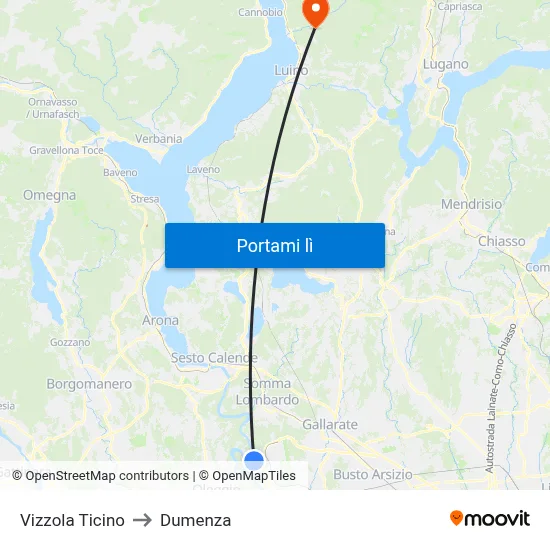 Vizzola Ticino to Dumenza map