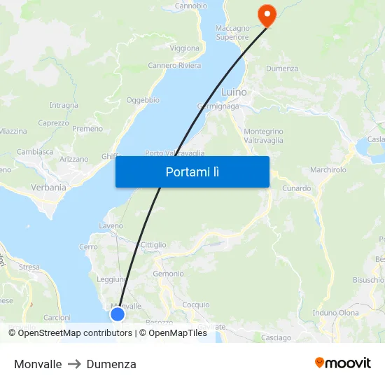 Monvalle to Dumenza map