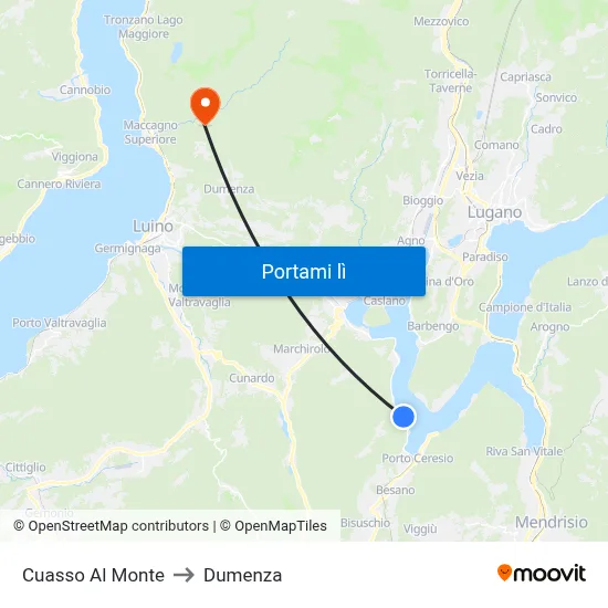 Cuasso Al Monte to Dumenza map