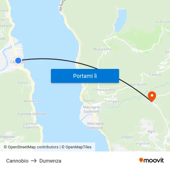 Cannobio to Dumenza map