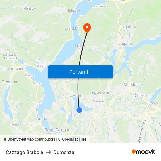 Cazzago Brabbia to Dumenza map