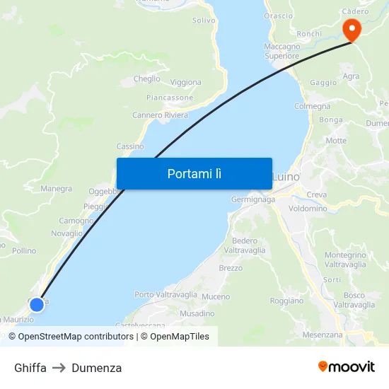 Ghiffa to Dumenza map