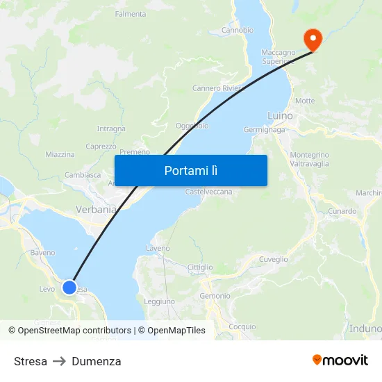 Stresa to Dumenza map