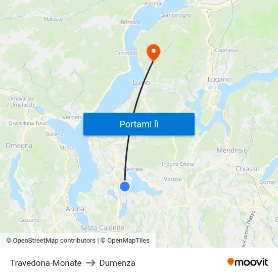 Travedona-Monate to Dumenza map