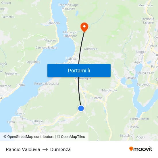 Rancio Valcuvia to Dumenza map