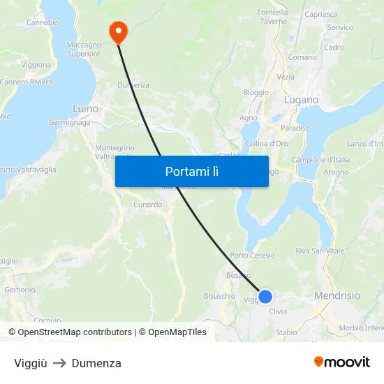 Viggiù to Dumenza map