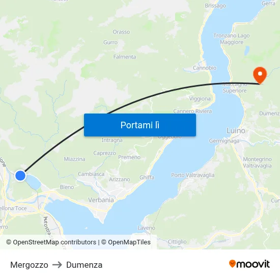 Mergozzo to Dumenza map