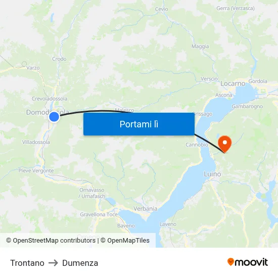 Trontano to Dumenza map