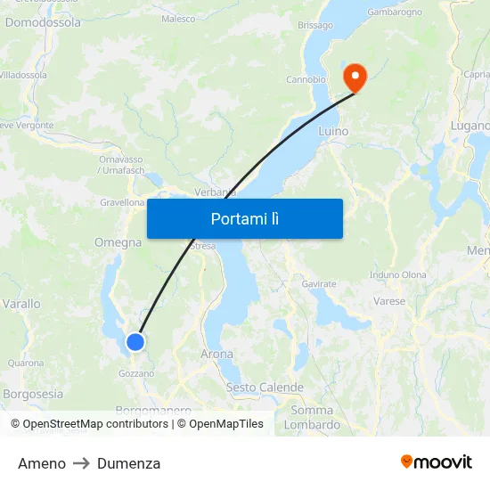 Ameno to Dumenza map