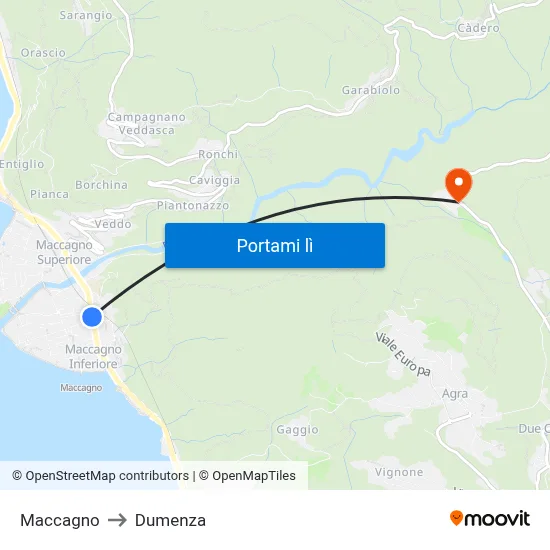 Maccagno to Dumenza map
